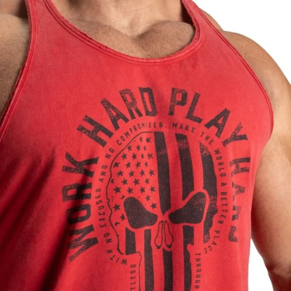 Gasp Skull t-back, Acid chili red - Picture 3 of 3